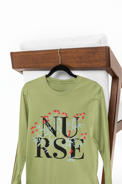 Floral Nurse Long Sleeve Tee